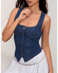 DENIM TUBE TOP SLEEVELESS